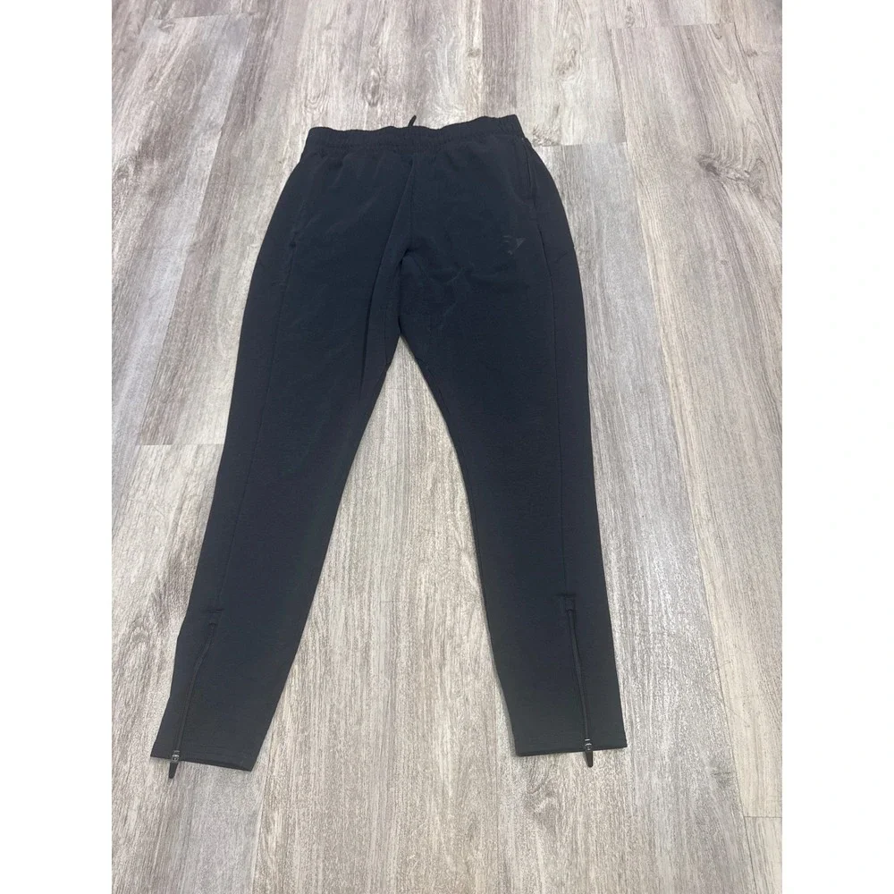 Gymshark Mens Black Tapered Joggers‎ Ankle Zip Sweatpants Small